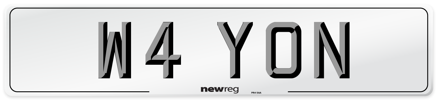 W4 YON Number Plate from New Reg